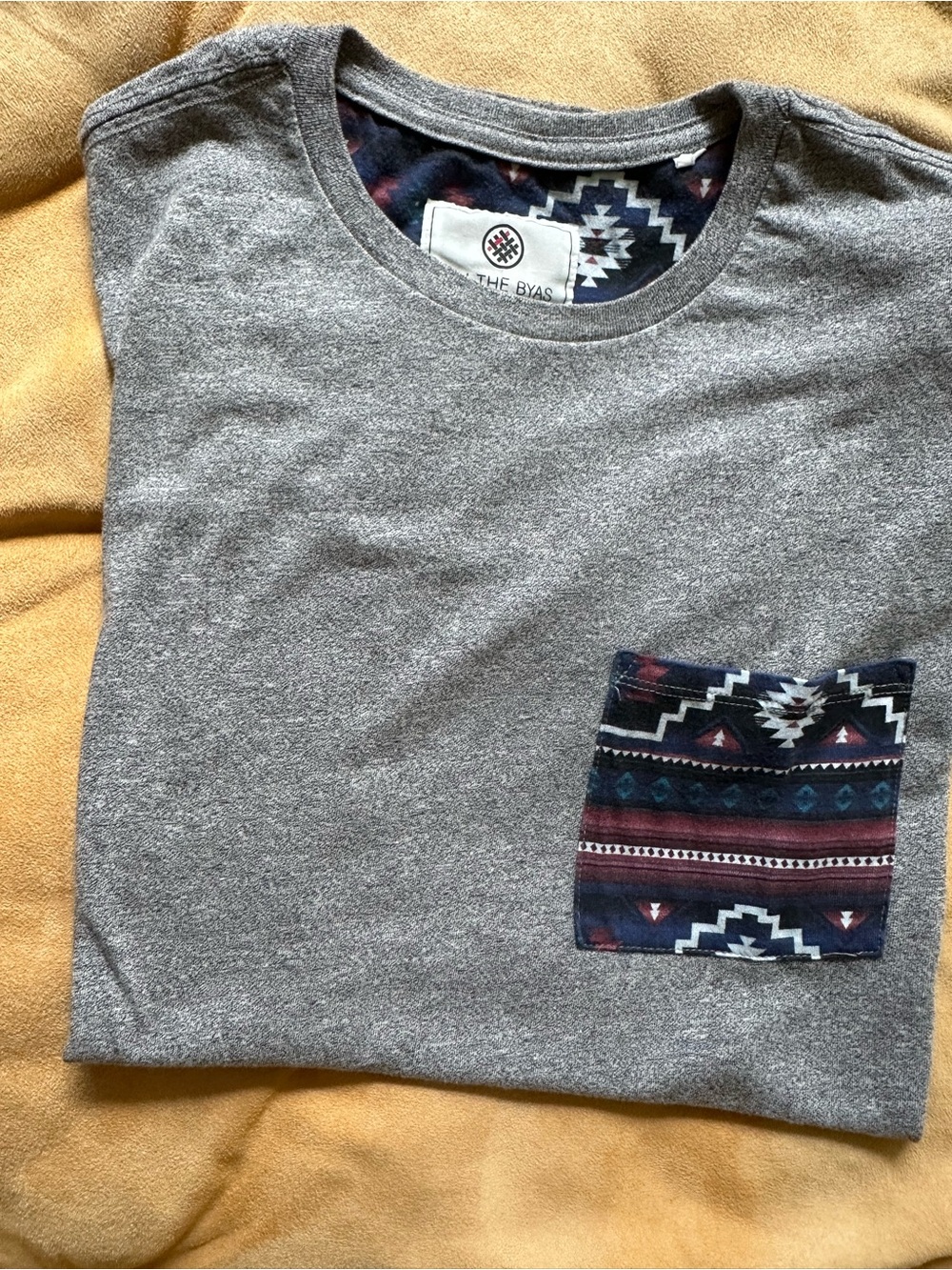 on the byas Gray Short Sleeve Tee with Aztec Pocket